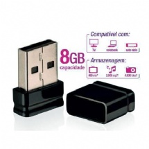 PEN DRIVER USB 8GB PRETO NANO UNIVERSAL Fab.7898506458837 For.PD053 - 11228